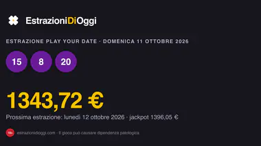 Estrazione Play Your Date di domenica 11 ottobre 2026: data vincente e quote
