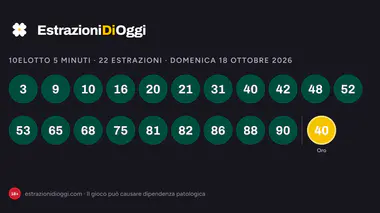 10eLotto ogni 5 minuti di domenica 18 ottobre 2026: numeri vincenti