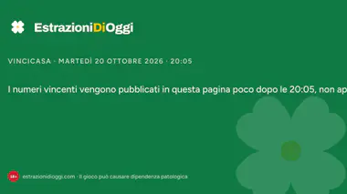 VinciCasa di martedì 20 ottobre 2026: estrazione alle 20:05